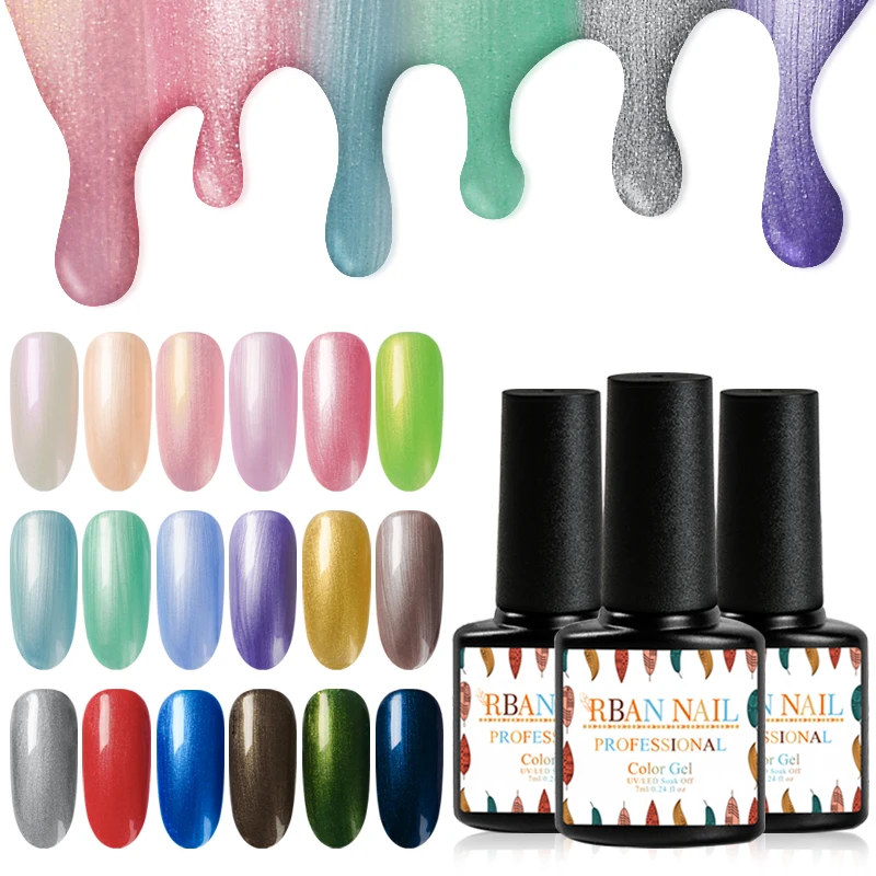RBAN NAIL 7ML Shimmer Pearl Shell Nail Gel Polish Chameleon Shining Glitter Soak Off UV Varnish Art Manicure Lacquer | Красота и