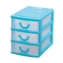 Лучший мини полупрозрачный ящик типа пластиковый ящик для хранения(синий 3 слоя