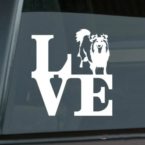 

Love Sheltie Sticker Die Cut Vinyl - park shetland sheepdog window decal Size(inch): 5.50 x 5.91