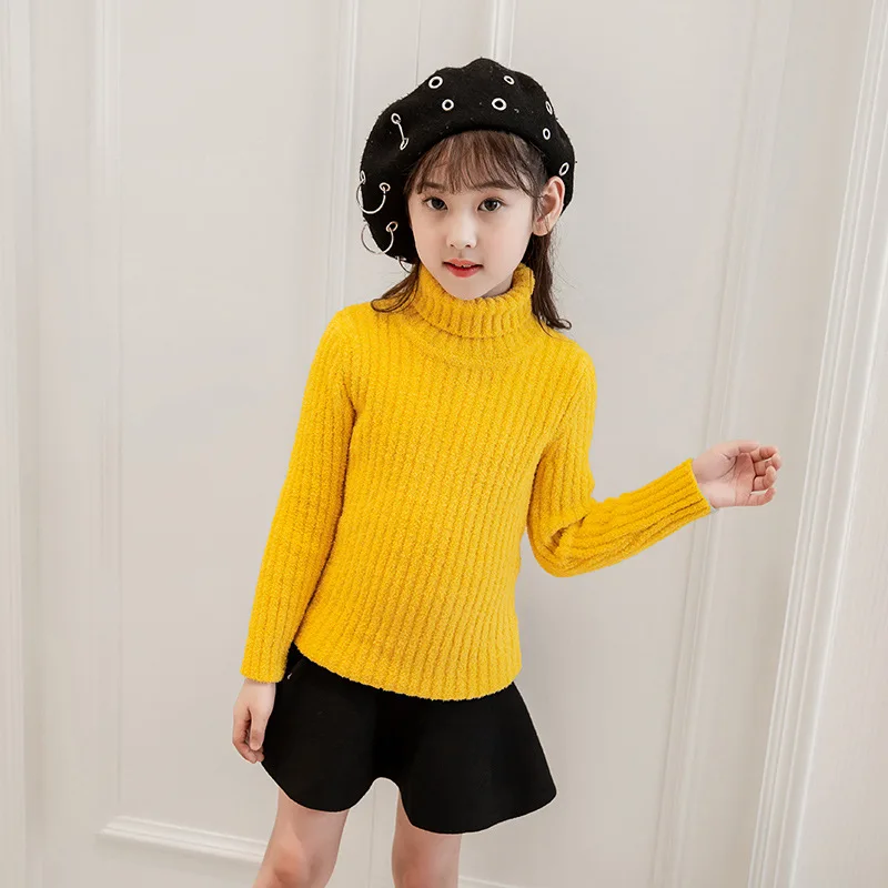 

Autumn Winter Girls Sweaters Turtleneck Solid Kids Sweaters Knitted Pullover Tops Outfits Girls Clothing 4 6 8 10 12 13 Years