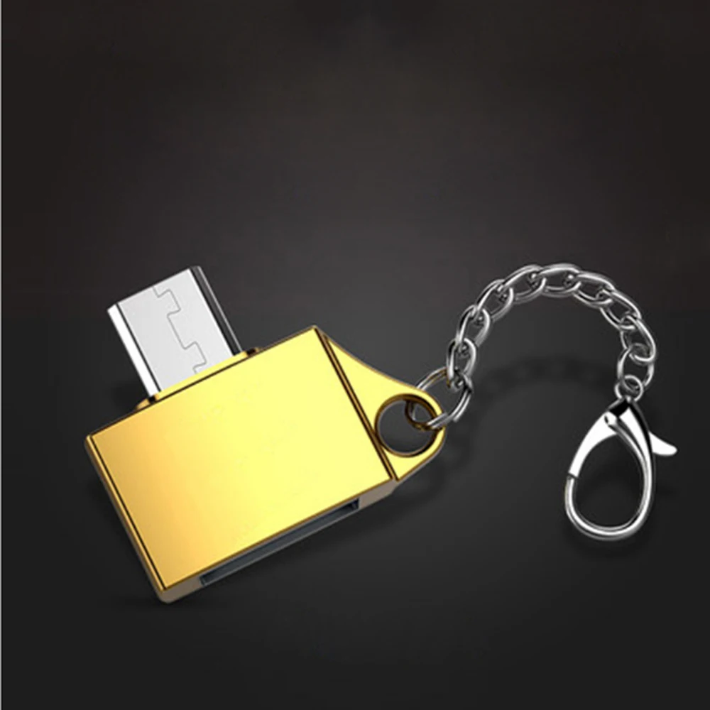 

Metal Micro USB Male To USB 2.0 A Female OTG Converter Adapter With Key Chain Cell Phone Adapter Accessories for Android tablet