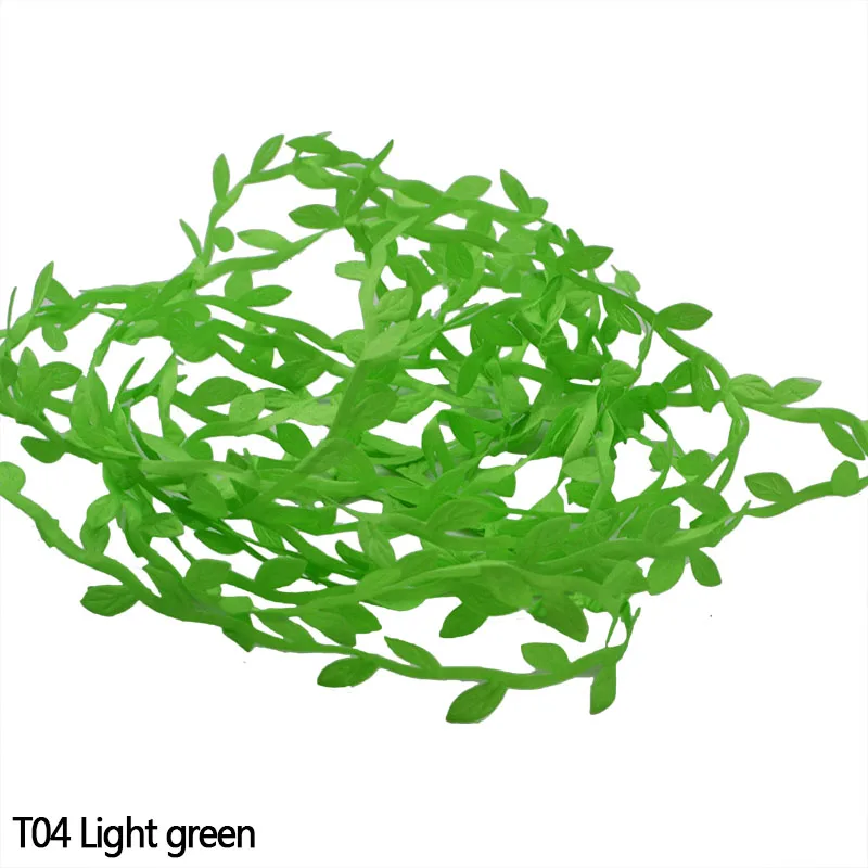 10 метров ручной работы Листья лозы ротанга искусственный цветок Шелковый лист Скрапбукинг Ремесло Гирлянда Венок Свадебная вечеринка украшения - Цвет: T04 light green