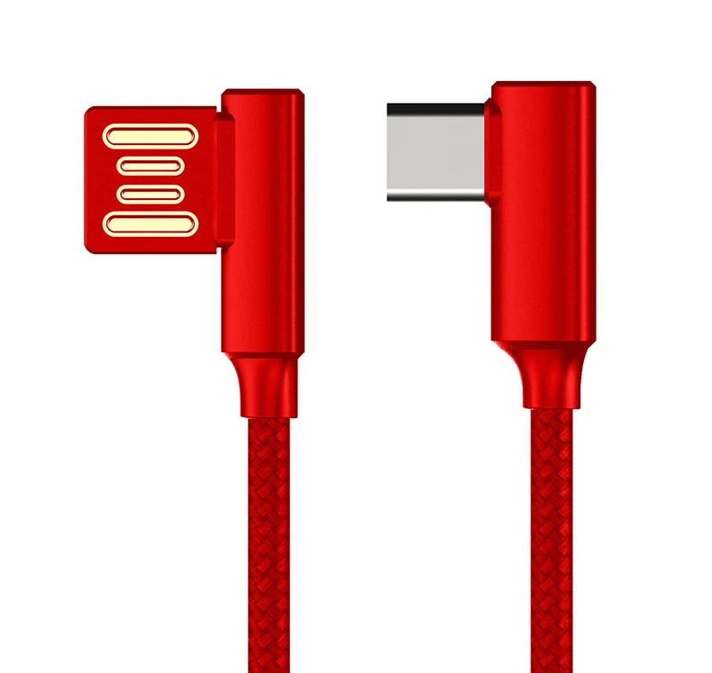 Usb type-c кабель для передачи данных Двусторонняя глухая вставка 90 градусов двойной изгиб игра Быстрая зарядка линия для samsung S9 S8 Зарядка телефона - Цвет: colour 2