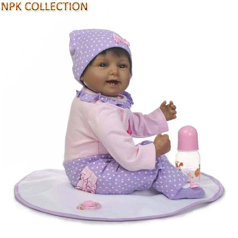 

NPKCOLLECTION Silicone Dolls Reborn Baby Alive Soft Toys for Children,20 Inch Silicone Real Doll Newborn Babies Black Dolls