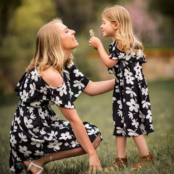 

2019 summer style mother daughter dresses family look clothing mom and daughter dress chiffon babymmclothes mommy and me clothes