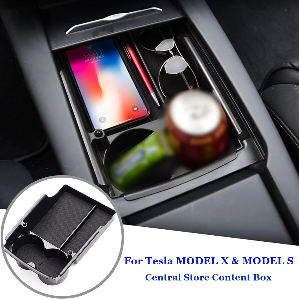 New Car Storage Box Armrest Center Console Tray Tidying For Tesla Model X Model S ► Photo 2/6