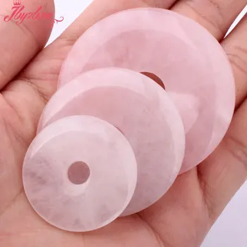 

30,40,50mm Natural Donut Round Rose Crystal Gem Stone Beads 1 Pcs,For DIY Pandant Jewelry Making Accessories,Free Shipping