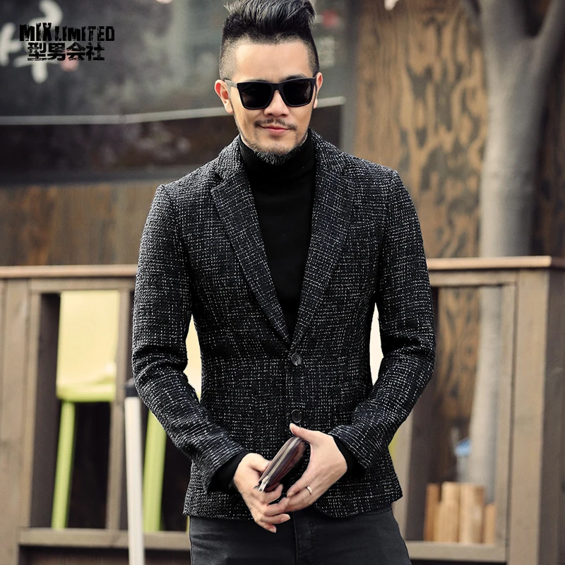 Весна-осень Новая мужская мода Повседневный комплект куртка для мужчин, однобортные повседневные комплекты Блейзер одежда для мужчин