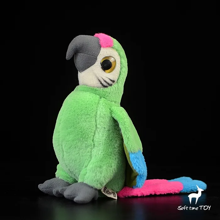 Stuffed Parrot Doll Toy Big Eyes Green Macaw Real Life Rare Animals