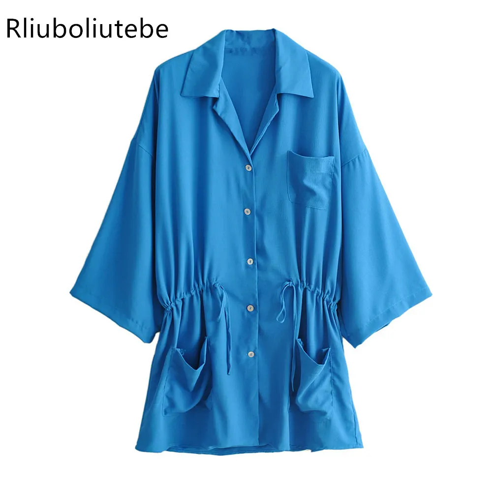 

Slim Waist Long Shirt Blouse Women Pockets Long Sleeve Turn Down Collar Autumn Loose Shirt Womens Tops And Blouses blusas mujer