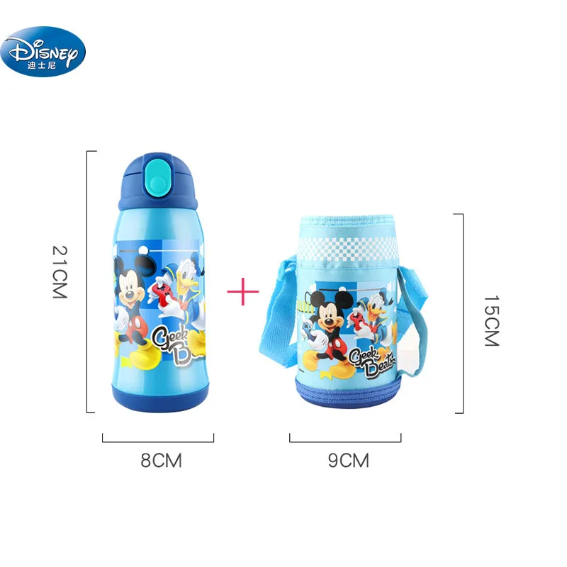 500 ML disney Красный Минни Микки Мышь термос чашка с случае чашки студент наружная Спортивная бутылка соломинка для коктейлей чашка подарок для ребенка