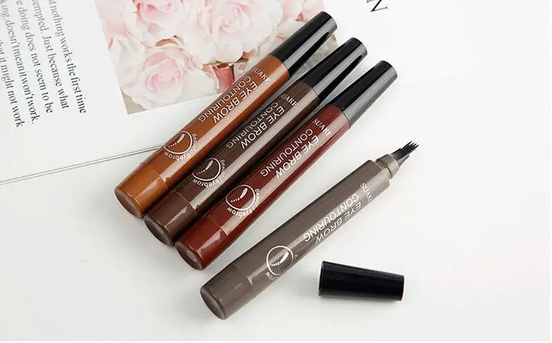 Microblading карандаш для бровей водонепроницаемый вилка кончик бровей Карандаш для татуировки длительный Профессиональный тонкий эскиз жидкий карандаш для бровей - Цвет: 4pcs different color