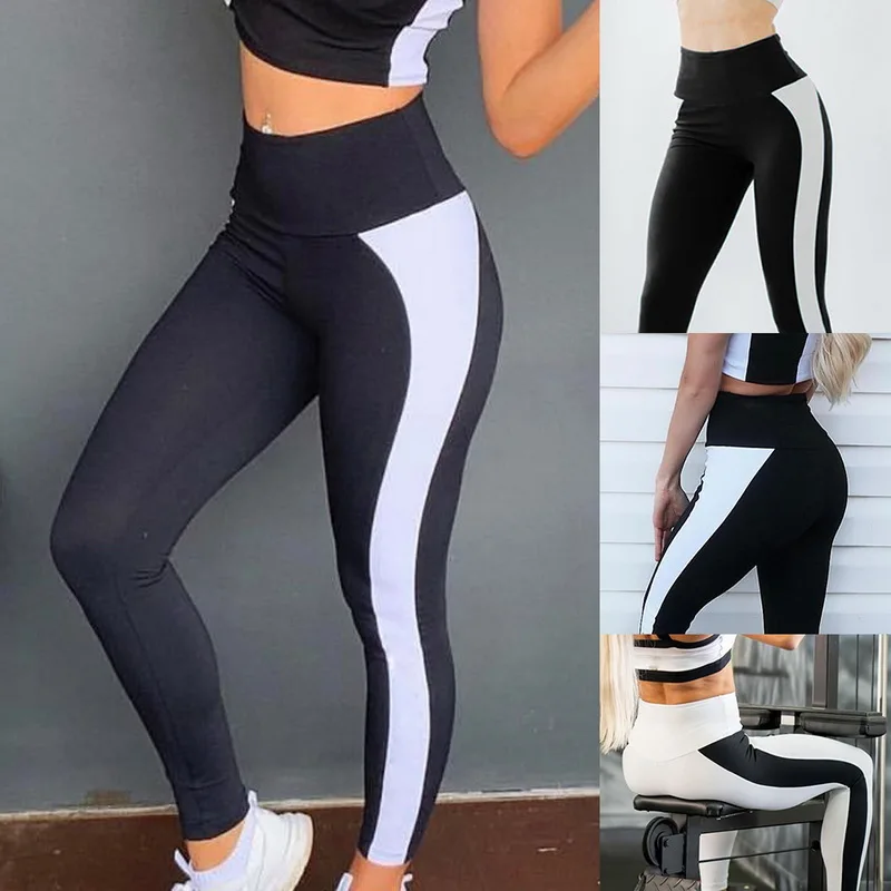 

Hot Women Yoga Pants Striped Push Up Professional Running Pants Gym Sport Training Leggings Seamless Tights Pants