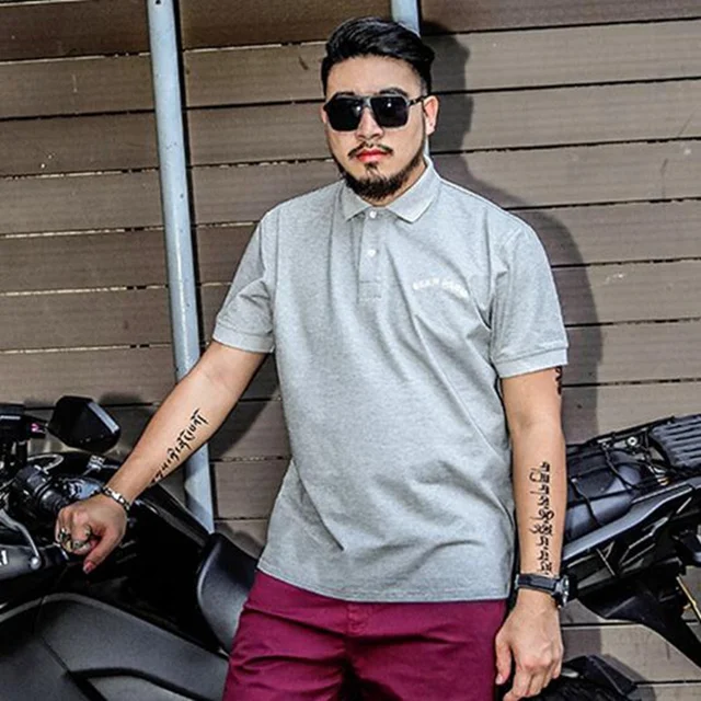 Summer business Big Size Polo Shirt XL polo Lapel fat elastic solid fat male Plus size 7XL 6XL 