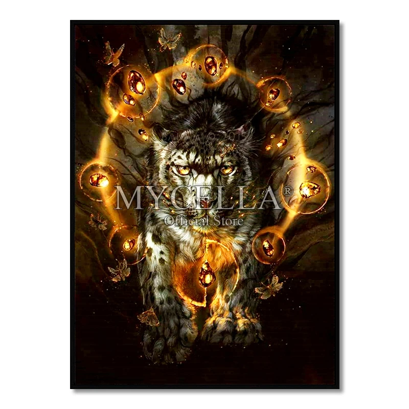 

Tiger 5D DIY Diamond Painting Cross Stitch Animals Picture Full Rhinestones Wall Art Diamond Mosaic Cheetah Home Decor Gift