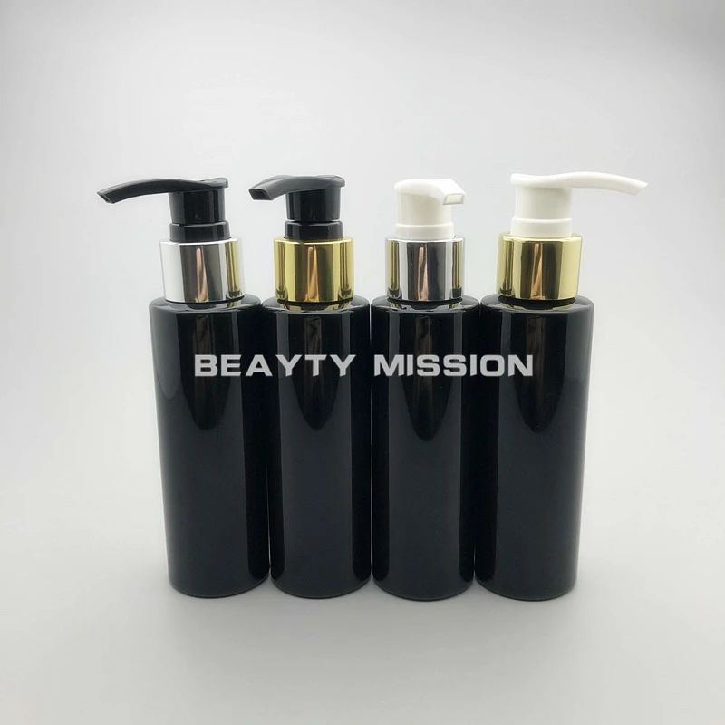 beauty-mission-48pcs-lot-100ml-gold-silver-lotion-pump-shampoo-black-bottlecontainers-for-cosmetic-packaging-pet-bottle