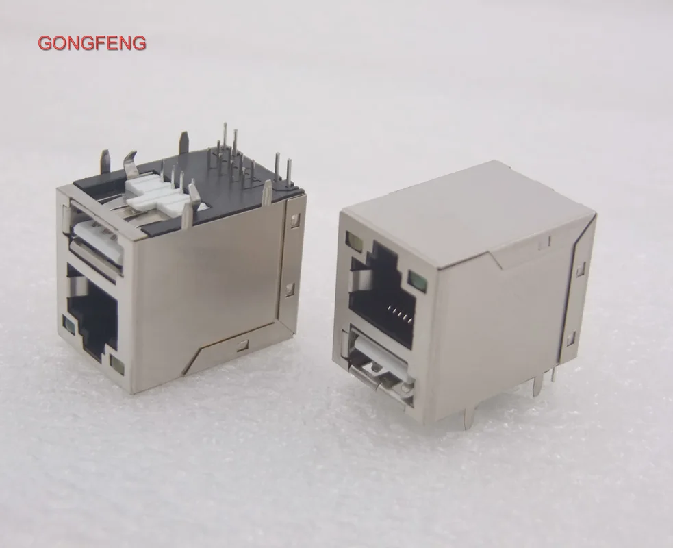 

GONGFENG 30pcs New Connector RJ45Socket+Single Layer USB Socket RJ45 With LED Socket Special Wholesale Free Shipping to Russia