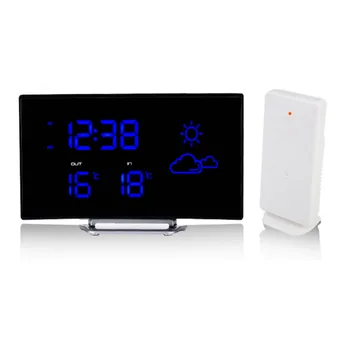 

Black Electronic Digital LED Radio Alarm Clock Thermometer Fashion Desktop Weather Forecast Temperature Clock Plastic Timer