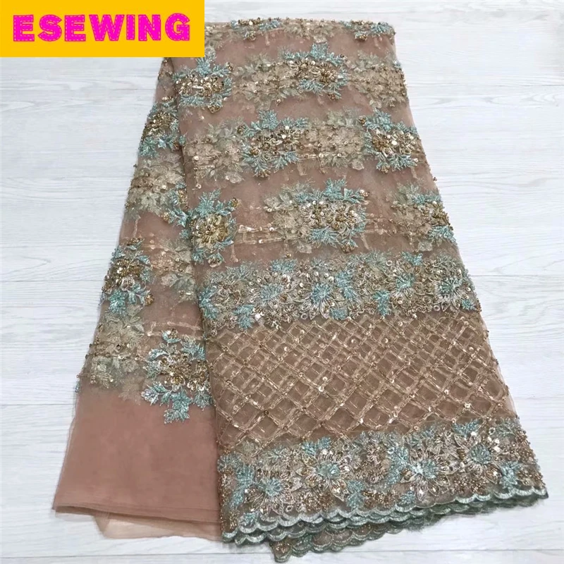 

Latest Peach African Laces Fabrics Embroidered African French Lace Fabric Luxure High Level African French Net tulle Lace Fabric