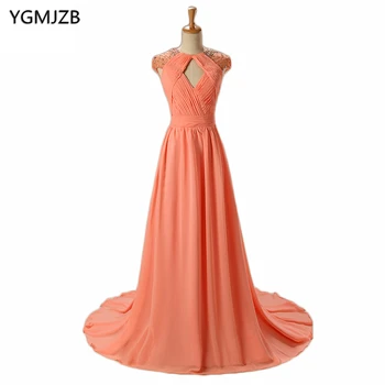 

Backless Evening Dresses Long 2018 A Line Cap Sleeve Beading Chiffon Prom Dress Arabic Prom Evening Gown Vestido De Festa