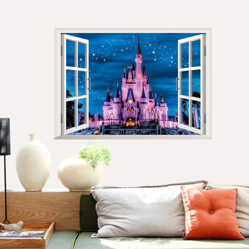 DIY Princess Castle Window Wall Sticker Decal Girl Bedroom Nursery Decor Removable
