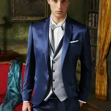 Новые брендовые смокинги для жениха с двумя пуговицами, смокинги для жениха с отворотом, костюмы для жениха на свадьбу(пиджак+ брюки+ жилет+ галстук