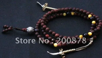 

BRO908 Tibetan 108 beads red sandalwood prayer beads mala,6mm,copper counter,Free shipping