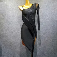 Платье для латинских танцев, для взрослых, одежда для выступлений, сексуальное, неровное, с разрезом, с кисточками, для танцев, платья для женщин, Румба Самба, одежда для сцены, DN3380