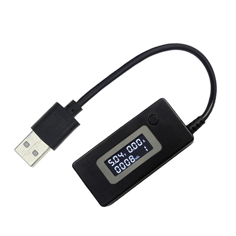 Черный ЖК цифровой микро USB детектор тока и напряжения Мобильная мощность