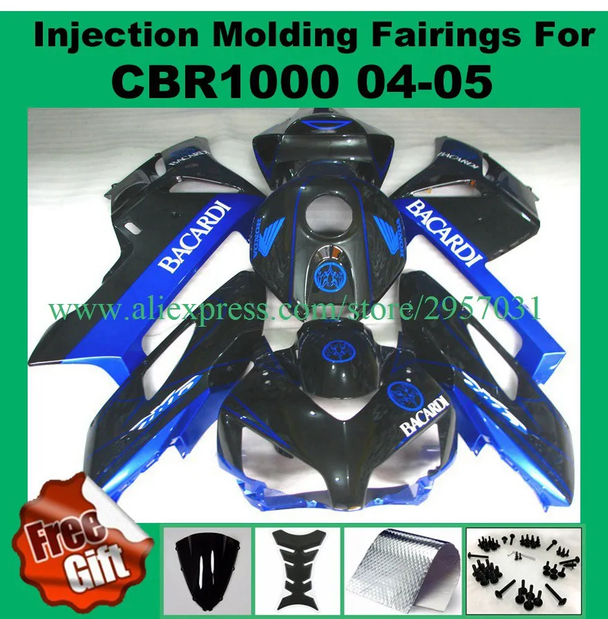Бесплатные Винты + подарки для HONDA CBR 1000RR 04 05 CBR1000 RR 1000 синий черный H325 CBR1000RR 2004 2005
