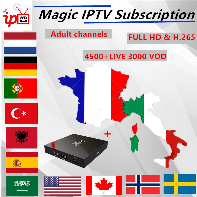 Великобритания IPTV Европейский, арабский, французский IPTV abonnement HD Италия Нидерланды Турция Испания, Швеция, Норвегия, Португалия, Франция IPTV