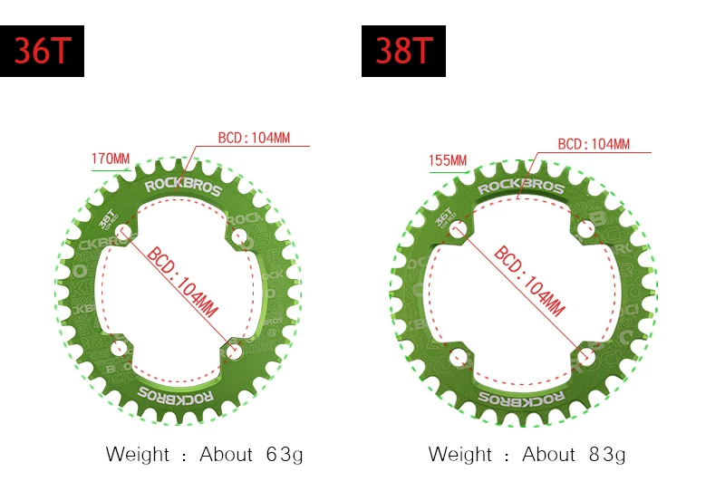 ROCKBROS Овальный Круглый велосипедный Кривошип и цепное колесо 104BCD широкая узкая цепь кольцо 32 T/34 T/36 T/38 T шатун MTB велосипед запчасти