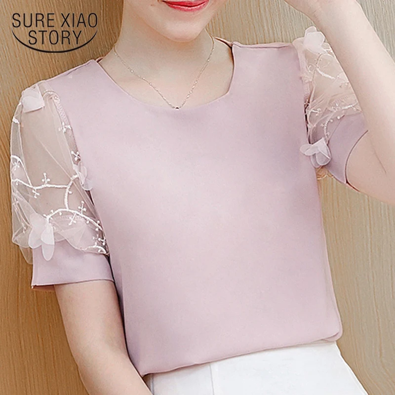 

2019 new summer women tops chiffon blouse shirt short lantern sleeved blouse women clothing fashion casual women shirts 0480 40