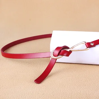 

Hot sell woman Cowhide Fine belt Ladies fashion bow Tie knot Genuine Leather Small belt Second layer cowhide belt Multicolor