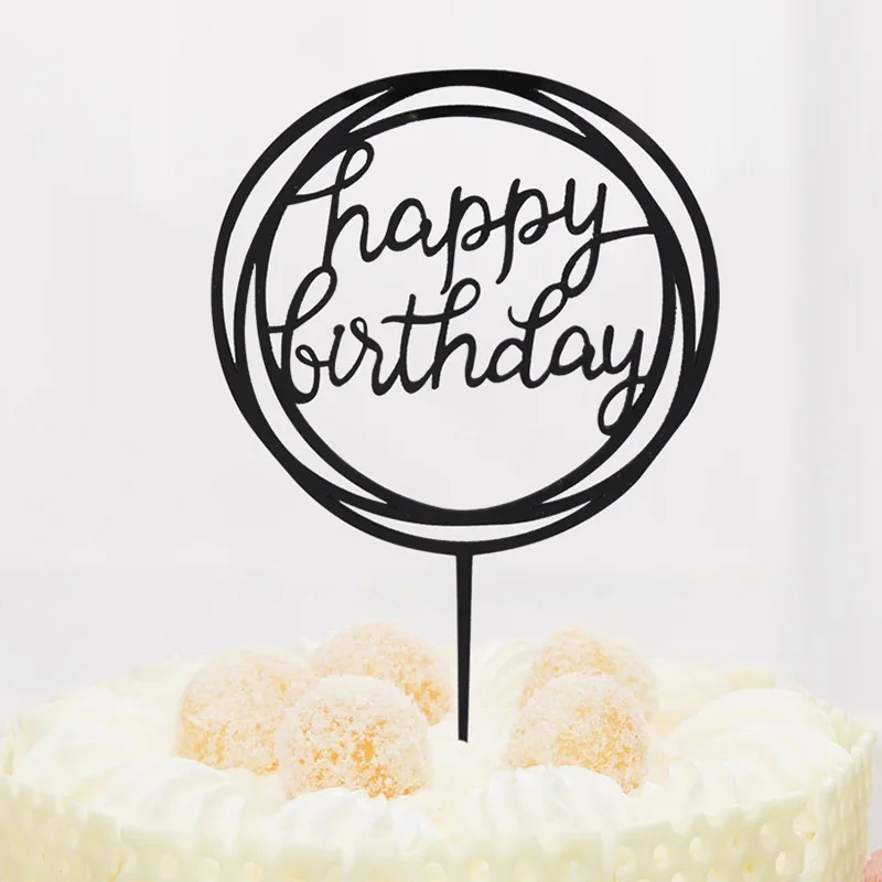 1 шт розовый золотистый и черный с днем рождения Любовь Торт акриловое украшение флажки для торта для Одежда для свадьбы, дня рождения Декор для выпечки торта Baby Shower - Цвет: 8