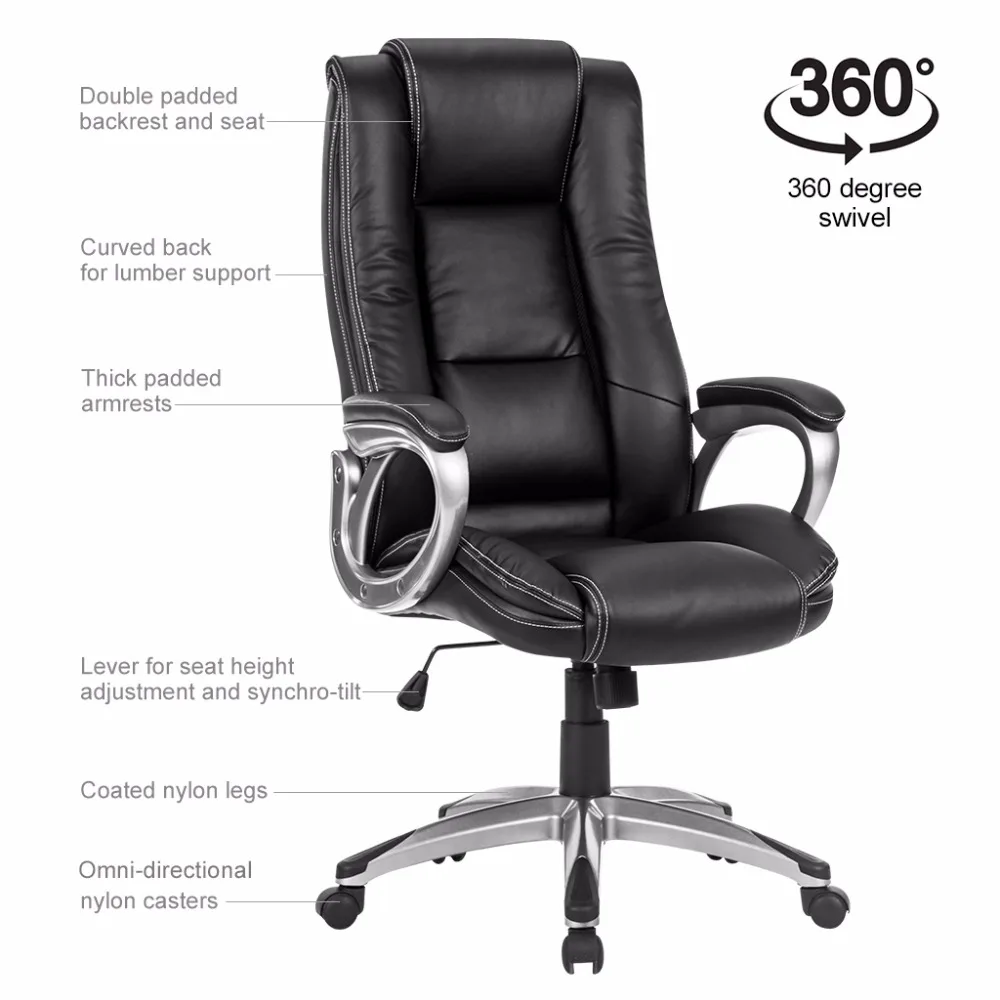 Langria Modern Ergonomic High Back Leather Executive Office Chair