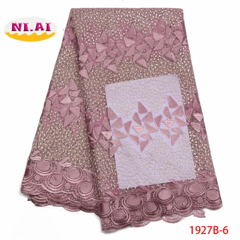 

african lace fabric 2019 high quality lace french mesh fabric beaded stones nigerian swiss lace fabrics for dress XY1927B-9