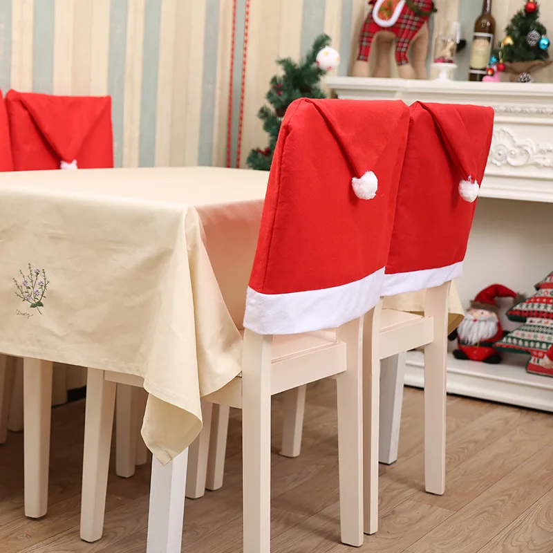 Шапка Санта-Клауса Чехол для стула «Рождество» обеденный стол вечерние красные шляпы чехлы на спинку стула рождественские украшения для дома 1 шт