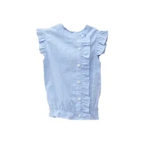 Подростковые студенческие Полосатые блузки для девочек, школьная форма, летние хлопковые рубашки для девочек, одежда, топы для малыша 18 M 2 4 6 12 14