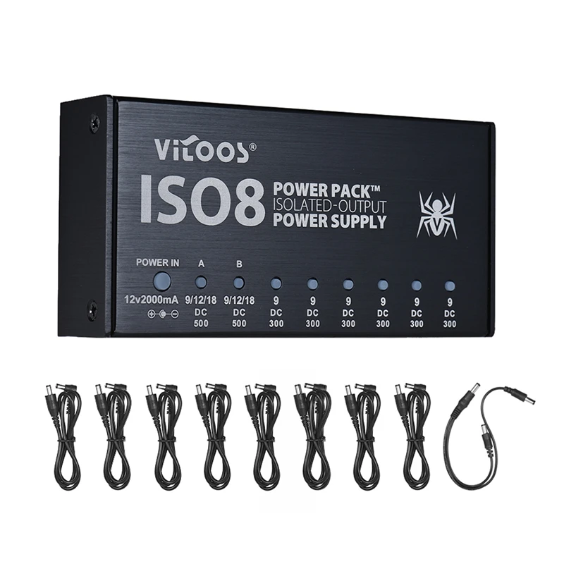 Vitoos Iso8 Guitar Integrated Effects Compact Size Power Supply Power Noise Reduction Isolated Dc Outputs For 9V/ 12V/ 18V Gui