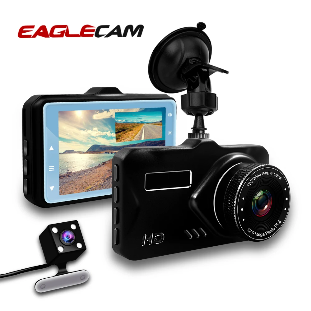 Dash Cam Car DVR Dual Lens Camera T665J FHD 1080P 170 Degree Front+Backup View Recorder Dashcam Dvrs Night Vision Video G-sensor