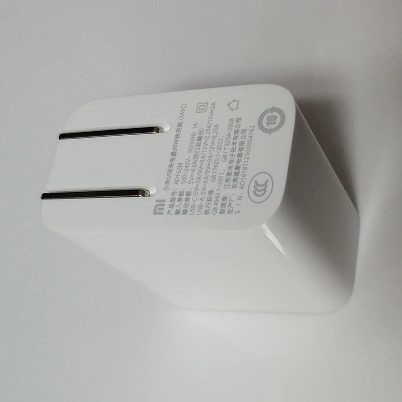 Оригинальное зарядное устройство USB Xiaomi 1A1C 30 Вт(макс.) смарт-выход PD 2,0 QC 3,0 Быстрая зарядка type-C 5 В = 3A 9 В = 3A 15 В = 2A 12 В = 2,25 а type-A