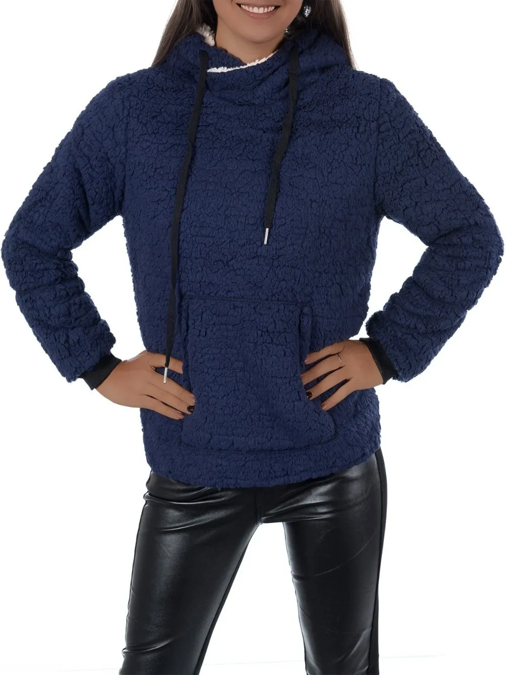 Winter Women Thicken Hoodies Fleece Wool Warm Women Pullovers Plus Size Hooded Sweatshirts Female Faux Lambswool Pocket Tops Winter Women Thicken Hoodies Fleece Wool Warm Women Pullovers Plus Size Hooded Sweatshirts Female Faux Lambswool Pocket Tops
