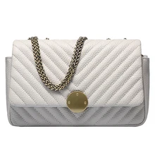 QIANGSHILI Brand Retro Striped Genuine Leather Quilted Chain Bag Messenger Flap Luxury Handbags Women Bags Designer