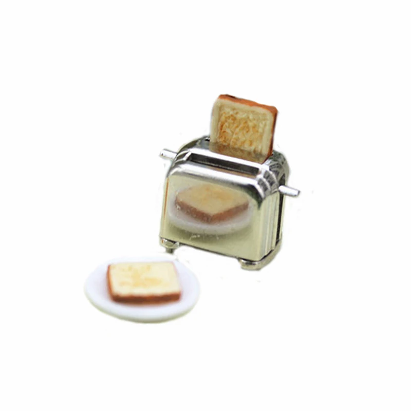 

Dollhouse Mini Bread Machine With Toast Miniature Dollhouse Accessories Cute Decoration Toaster 1/12 Scale