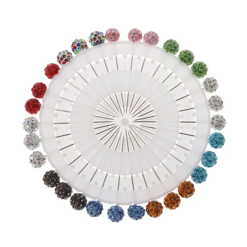 

30Pcs Safety Pin Muslim Hijab Scarf Pin Rhinestone Ball Brooch Straight Head Pin