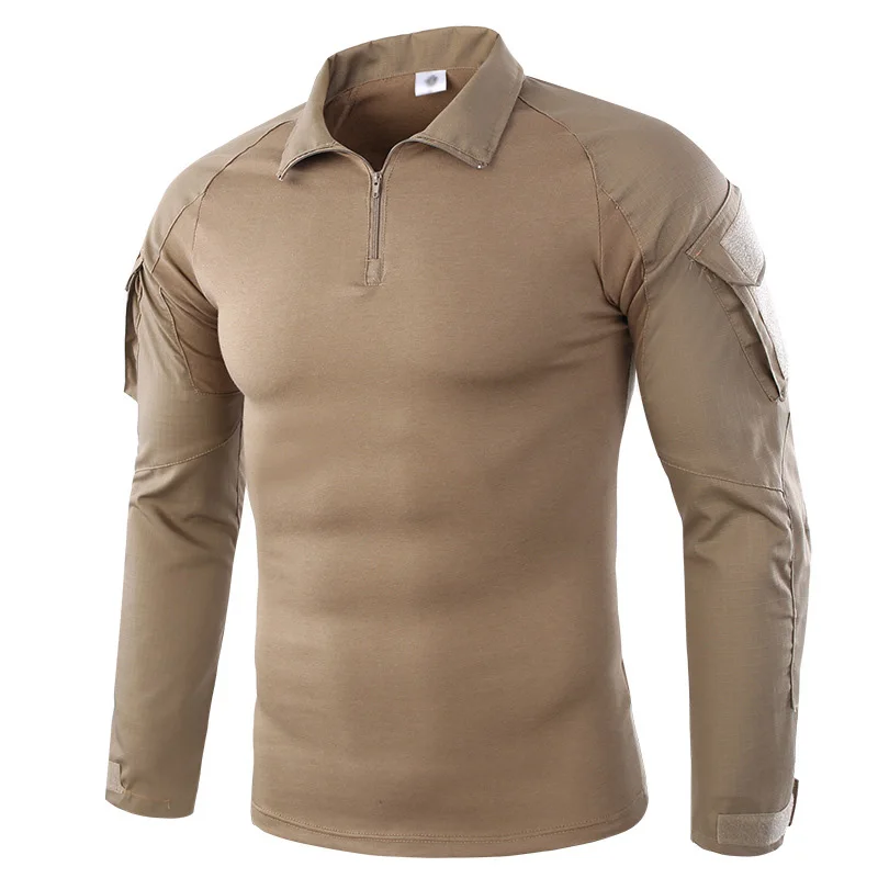 Мультикам Униформа Военная футболка с длинным рукавом для мужчин камуфляж армейская боевая рубашка страйкбол Пейнтбол Одежда тактическая рубашка - Цвет: Khaki
