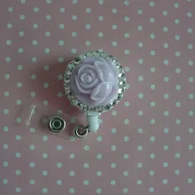 Bling 3D цветок розы Выдвижной ID держатель значка 10 шт./лот