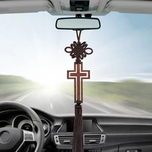 Полый крест кисточкой зеркало заднего вида автомобиля Висячие украшения авто Интерьер христианский крест украшение подвеска автомобиль аксессуары