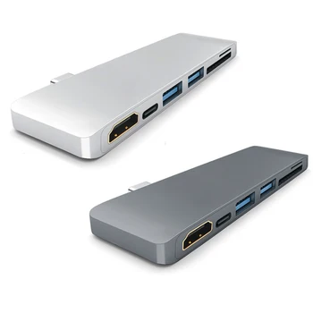 

USB-C Aluminum 4K USB C Hub HDMI Type C Hub 3.0 Splitter Adapter TF Micro SD Card Reader for imac for Macbook pro 2015 2016